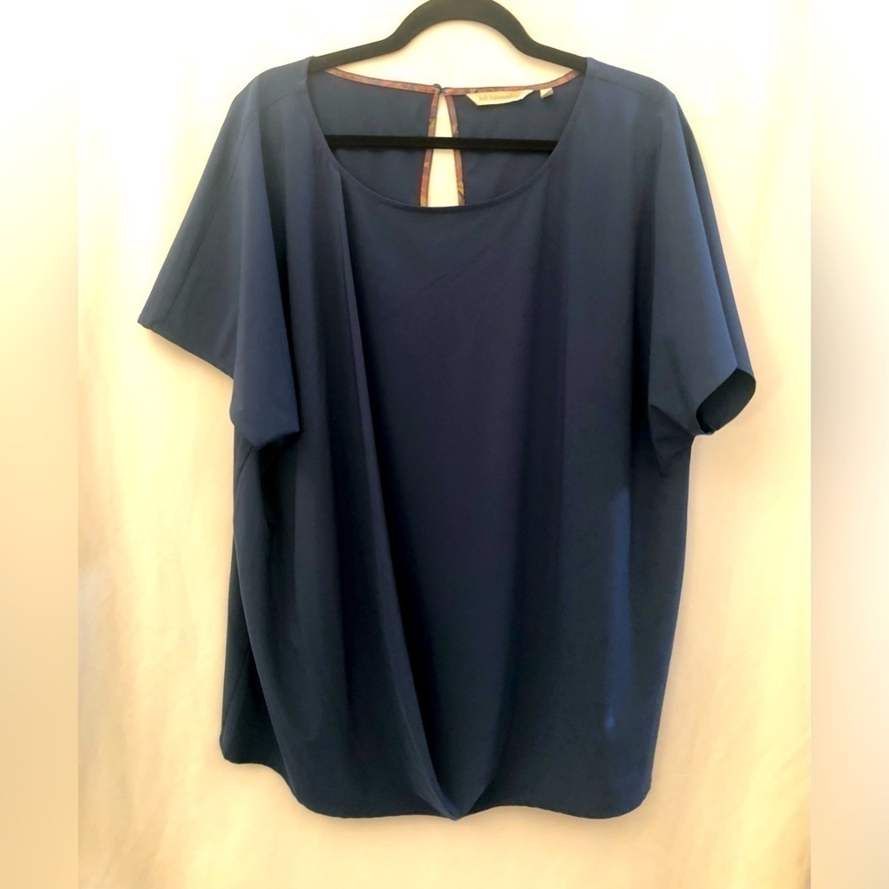 Soft Surroundings Go Lively Travel Tee Draped Tunic Top Navy Blue Size XL - Picture 2 of 11